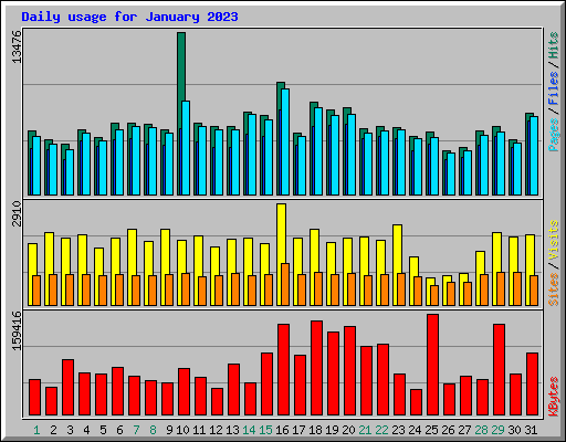 Daily usage for January 2023