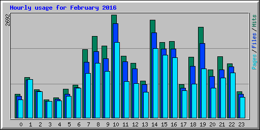 Hourly usage for February 2016